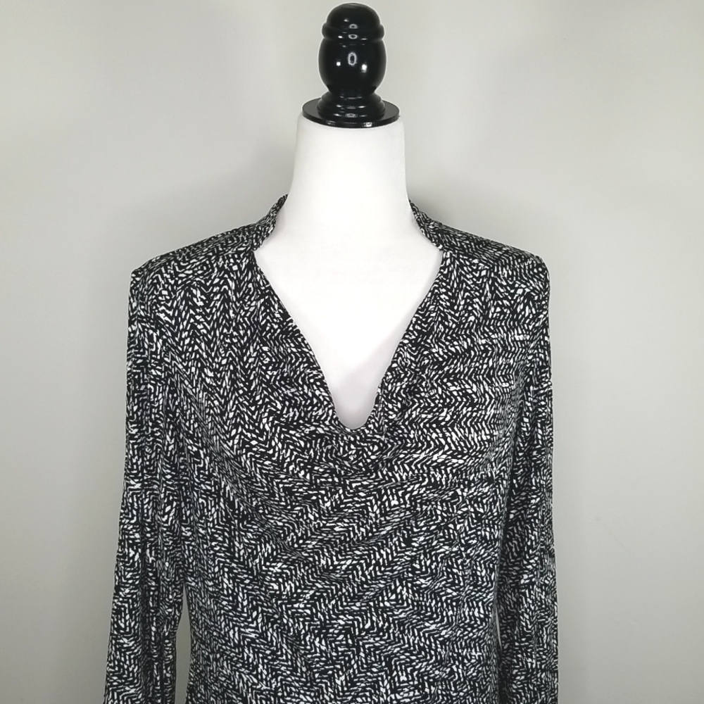 Vintage Tribal Women's Top Size M Long Sleeve Cowl Neck All Over Print - Picture 2 of 8